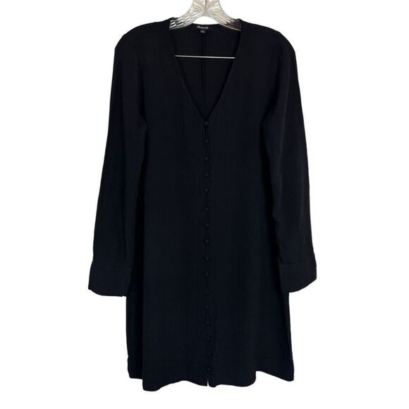 Madewell Heather Long-Sleeve Button-Front Dress black XS - Picture 7 of 10